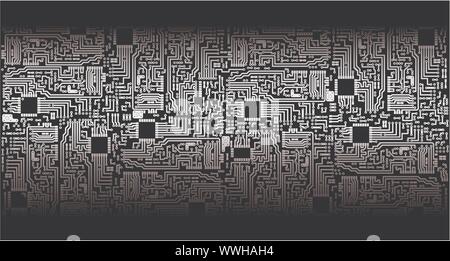 Circuit board - silver black Stock Vector