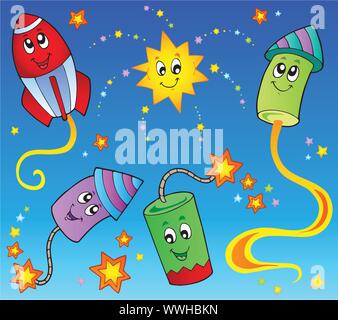 Cartoon fireworks theme 2 Stock Vector