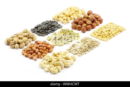 seeds and nuts with collection Stock Photo