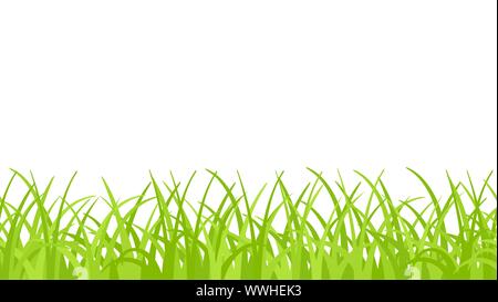 Vector green grass seamless border Stock Vector