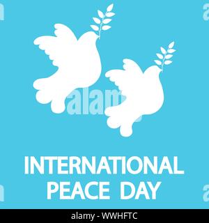 Dove with a tree branch for International Peace Day holiday Stock Vector