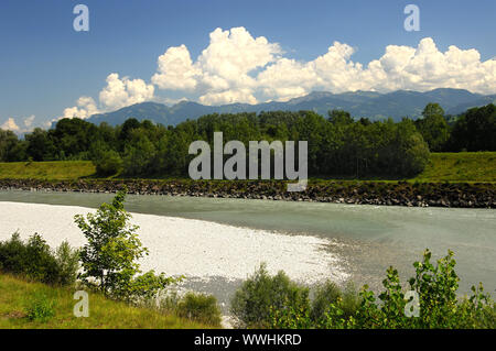 In the Rhine Valley near Ruggell, Switzerland/ Liechtenstein Stock Photo