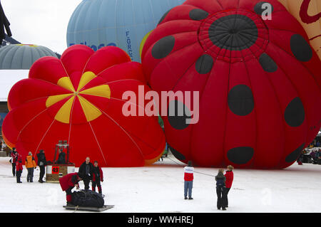 Hot air balloons before take-off Stock Photo