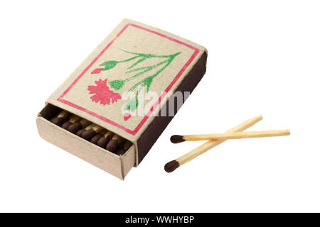 Boxes of matches on a white background Stock Photo