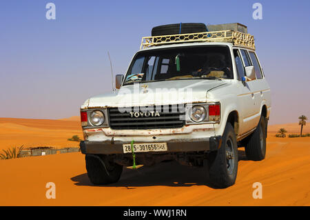 Toyota Jeep on a desert track Stock Photo
