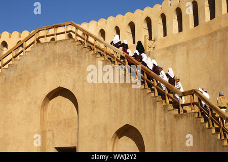 School trip to the castle of Nizwa, Libya Stock Photo