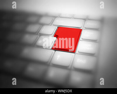 Big highlighted red button on keyboard. See also different versions! Stock Photo