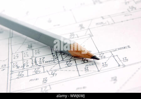 Architect's accessories on plan papers Stock Photo - Alamy