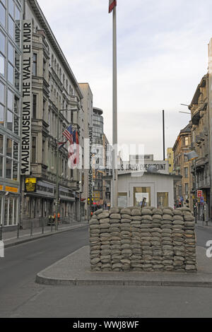 Former border crossing for diplomats in Berlin, Friedrichstrasse, Check Point Charlie Stock Photo
