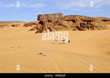 Desert hiker, Sahara Stock Photo