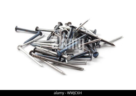 some nails without hammer isolated on white background Stock Photo