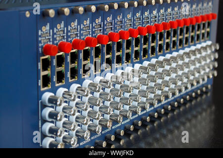 fiber optic video converter with optical FC connectors and video BNC connectors Stock Photo
