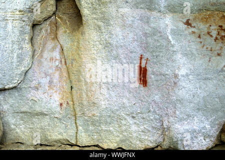 Two Dancing San Women, San Rock Painting Stock Photo