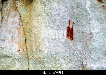 Two Dancing San Women, San Rock Painting Stock Photo