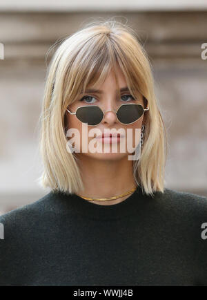 Xenia Adonts leaving Victoria Beckham Spring/Summer 2020 London Fashion Week at the Foreign and Commonwealth Office in Westminster, London. Stock Photo
