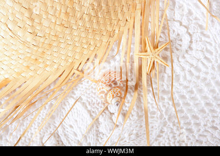 white cotton texture with beige hat Stock Photo