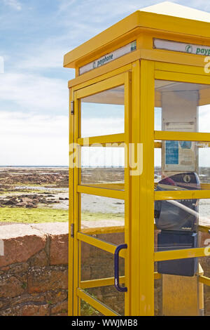 Telephone box on the Channel Island Jersey (UK) Stock Photo