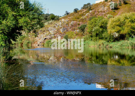 Small river in a typical Alentejo landscape, Portugal Stock Photo