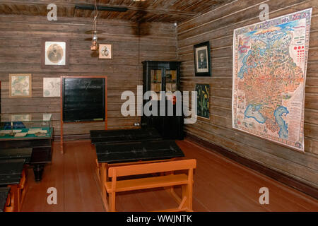 Melikhovo, Moscow Region, Russia - April 3 2019:The interior of the school class Zemsky school in Melikhovo, built at the expense of the great writer. Stock Photo