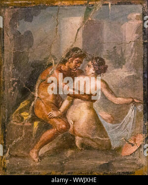 Satyr and Nymph, 1st H. 1st cen. AD. Found in the Collection of Museo Archeologico Nazionale di Napoli. Stock Photo