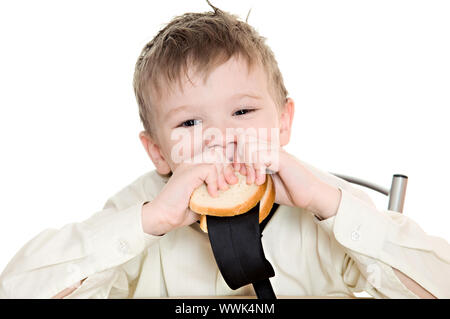 boy with sandwich Stock Photo