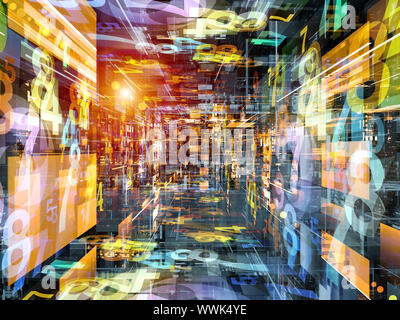 Interplay of three dimensional technology grids and digits on the subject of digital technologies Stock Photo