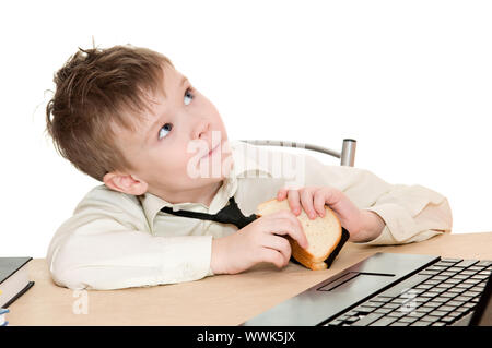 boy with sandwich Stock Photo