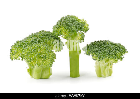 Three broccoli florets isolated on white background Stock Photo