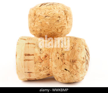 Two Champagne corks isolated on white background Stock Photo