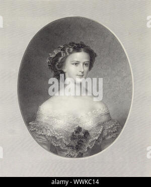 Portrait of Empress Elisabeth of Austria, ca 1855. Private Collection. Stock Photo