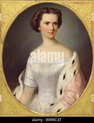 Portrait of Empress Elisabeth of Austria, ca 1855. Private Collection. Stock Photo