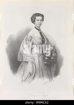Portrait of Empress Elisabeth of Austria, 1853. Private Collection. Stock Photo