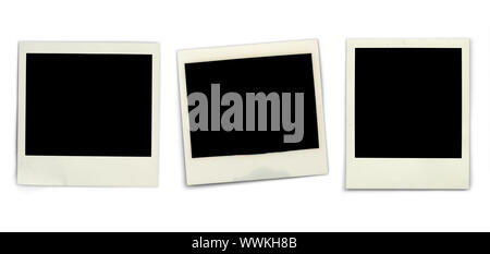 Photo of three different vintage instant photo frames. Stock Photo