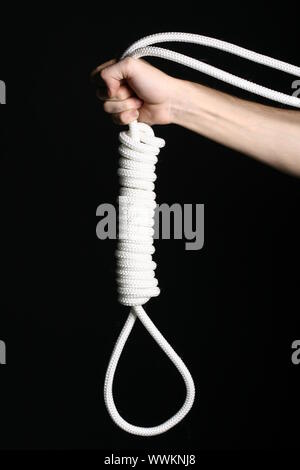 rope loop in hand Stock Photo