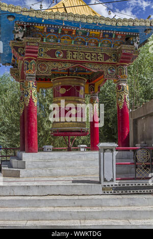 Buddhist prayer mill in North India, Ladakh Stock Photo