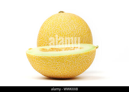 galia slice melone isolated on white Stock Photo