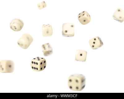 Rolled dices on white background Stock Photo