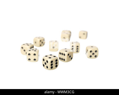 Rolled dices on white background Stock Photo