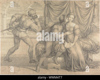 Paolo and Francesca, surprised by Gianciotto Malatesta, 1809. Found in the Collection of Klassik Stiftung Weimar. Stock Photo
