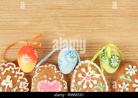 Easter gingerbreads and painted egg Stock Photo