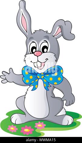 Cute bunny with big ribbon Stock Vector