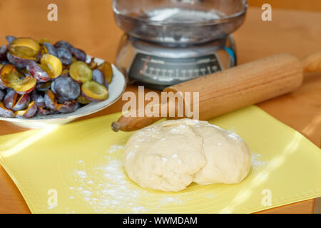 dough for plum cake Stock Photo