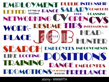Job hunting wordcloud illustration Stock Photo