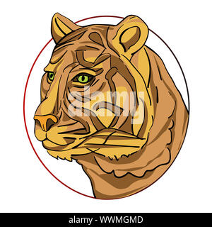 tiger head, chinese zodiac sign isolated on white Stock Photo