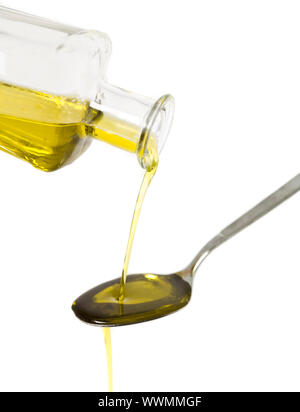 Running Olive oil isolated on white background Stock Photo - Alamy