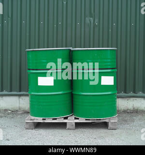 Two Green Oil Drums Stock Photo
