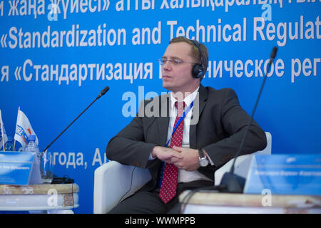 ALMATY, KAZAKHSTAN - OCTOBER 29,2014: International Scientific and Practical Conference 'Standardization and Technical Regulations in the New Environm Stock Photo