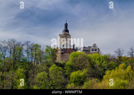 View from the Selketal valley to the castle Falkenstein Harz Stock Photo