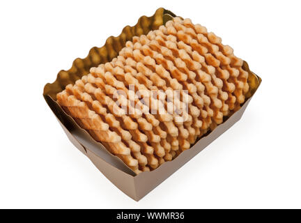 Package of crispy waffles isolated over white background Stock Photo