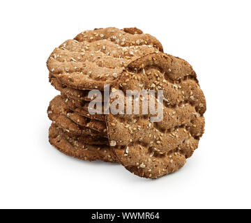 Stack of healthy crispbreads with sesame seeds Stock Photo